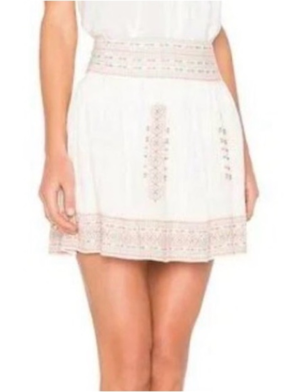 Joie White and Red Embroidered Skirt Size 6